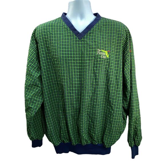 Vintage Starbus Weather Screen Green Plaid The Florida Club Pullover Large USA - Picture 1 of 10